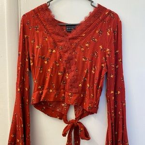 red long sleeve blouse